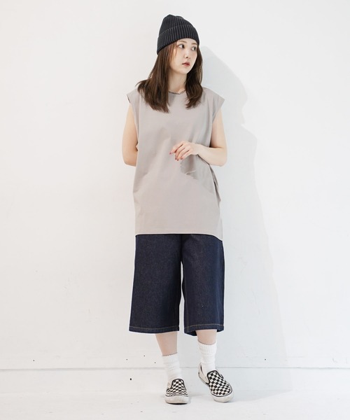 En serio TOKYO(エンソリオトーキョー)の「ベーシックノースリーブカットソー(Tシャツ/カットソー・メンズ・オフホワイト/グレー/ブラック/ベージュ・MEDIUM/LARGE/X-LARGE)」の13枚目の写真