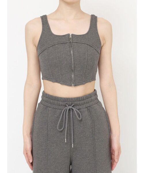 RESEXXY（リゼクシー）の「センターZIPコルセットトップス【セットアップ着用可能】（タンクトップ・レディース・ブラック/チャコールグレー/ライトグレー・FREE）」の21枚目の写真