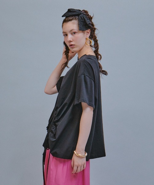 manana suerte(マニャーナスエルテ)の「アシンメトリードロストTシャツ(Tシャツ/カットソー・レディース・ホワイト/ブラック・FREE)」の19枚目の写真