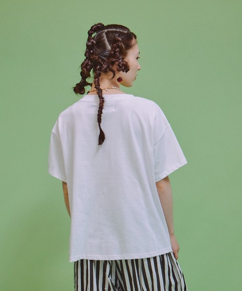 manana suerte(マニャーナスエルテ)の「アシンメトリードロストTシャツ(Tシャツ/カットソー・レディース・ホワイト/ブラック・FREE)」の5枚目の写真
