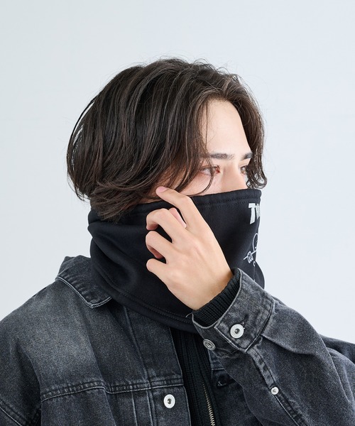 THRASHER(スラッシャー)の「【THRASHER】THRASHER マルチロゴスウェットネックウォーマー YMY(ネックウォーマー/スヌード・メンズ・ブラック系1/ブラック/グレー・FREE)」の6枚目の写真