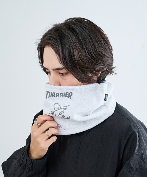 THRASHER(スラッシャー)の「【THRASHER】THRASHER マルチロゴスウェットネックウォーマー YMY(ネックウォーマー/スヌード・メンズ・ブラック系1/ブラック/グレー・FREE)」の14枚目の写真