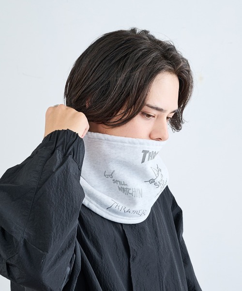 THRASHER(スラッシャー)の「【THRASHER】THRASHER マルチロゴスウェットネックウォーマー YMY(ネックウォーマー/スヌード・メンズ・ブラック系1/ブラック/グレー・FREE)」の15枚目の写真