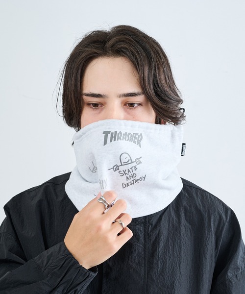 THRASHER(スラッシャー)の「【THRASHER】THRASHER マルチロゴスウェットネックウォーマー YMY(ネックウォーマー/スヌード・メンズ・ブラック系1/ブラック/グレー・FREE)」の16枚目の写真