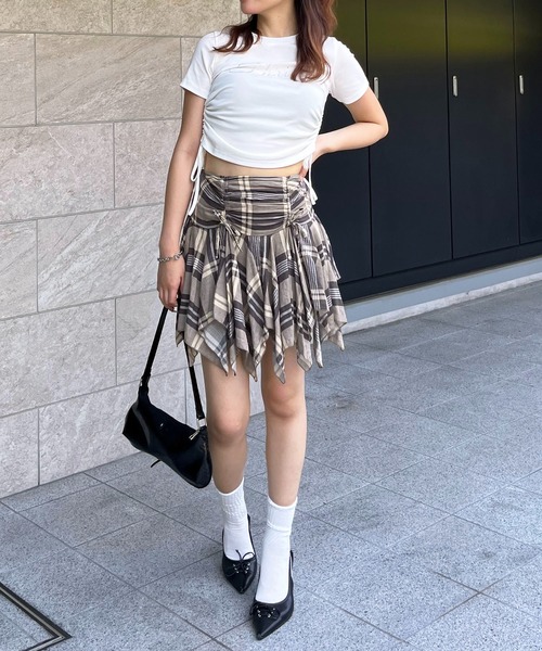 SPIRALGIRL（スパイラルガール）の「ラインストーンちびTシャツ（Tシャツ/カットソー・レディース・カモフラージュ/ホワイト/ブラック・FREE）」の8枚目の写真