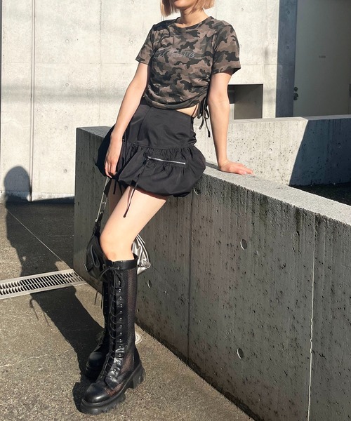 SPIRALGIRL（スパイラルガール）の「ラインストーンちびTシャツ（Tシャツ/カットソー・レディース・カモフラージュ/ホワイト/ブラック・FREE）」の16枚目の写真