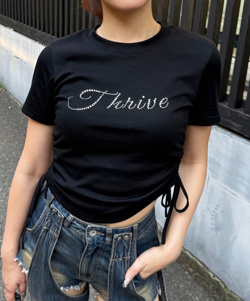 SPIRALGIRL（スパイラルガール）の「ラインストーンちびTシャツ（Tシャツ/カットソー・レディース・カモフラージュ/ホワイト/ブラック・FREE）」の4枚目の写真