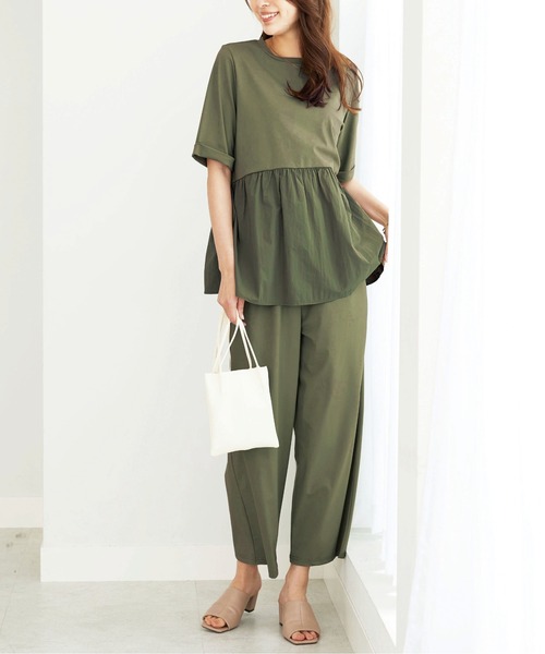 BELLUNA PLUS(ベルーナ)の「ヒンヤリ爽快!イージーワイドパンツ(その他パンツ・レディース・カーキ/ブラック・MEDIUM/X-LARGE/LARGE)」の16枚目の写真