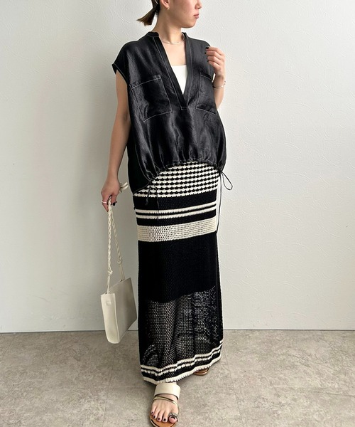 LHELBIE（レルビエ）の「スキッパードロストシャツ（シャツ/ブラウス・レディース・ライトグレー/ブラウン/ブラック・M）」の16枚目の写真