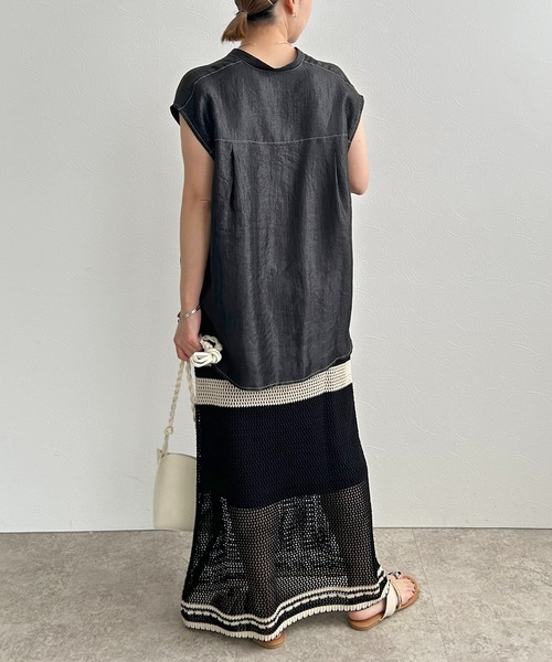 LHELBIE（レルビエ）の「スキッパードロストシャツ（シャツ/ブラウス・レディース・ライトグレー/ブラウン/ブラック・M）」の17枚目の写真