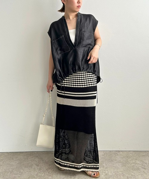 LHELBIE（レルビエ）の「スキッパードロストシャツ（シャツ/ブラウス・レディース・ライトグレー/ブラウン/ブラック・M）」の15枚目の写真