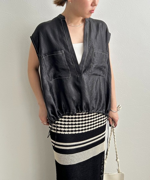 LHELBIE（レルビエ）の「スキッパードロストシャツ（シャツ/ブラウス・レディース・ライトグレー/ブラウン/ブラック・M）」の20枚目の写真