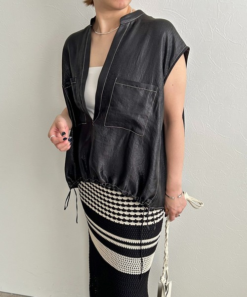 LHELBIE（レルビエ）の「スキッパードロストシャツ（シャツ/ブラウス・レディース・ライトグレー/ブラウン/ブラック・M）」の21枚目の写真