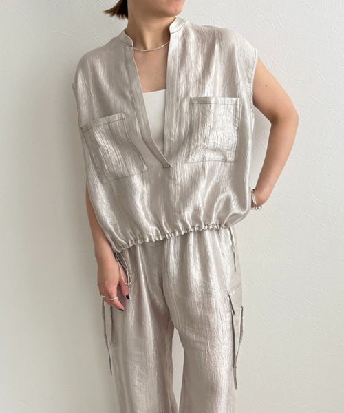 LHELBIE（レルビエ）の「スキッパードロストシャツ（シャツ/ブラウス・レディース・ライトグレー/ブラウン/ブラック・M）」の14枚目の写真