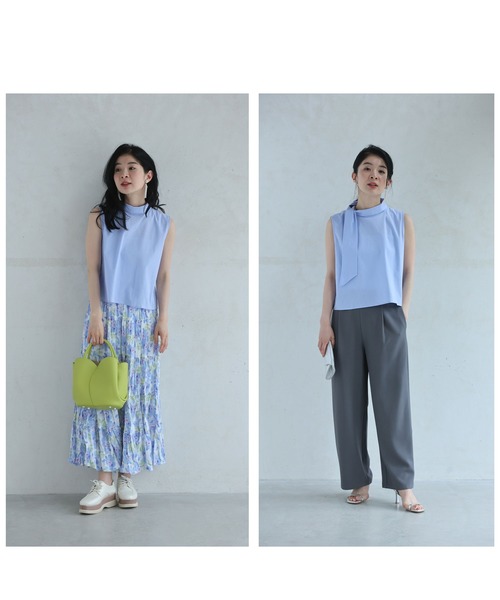 cawaii(カワイイ)の「パステルカラーのネックタイカットソートップス(Tシャツ/カットソー・レディース・ピンク/ブルー・FREE)」の6枚目の写真