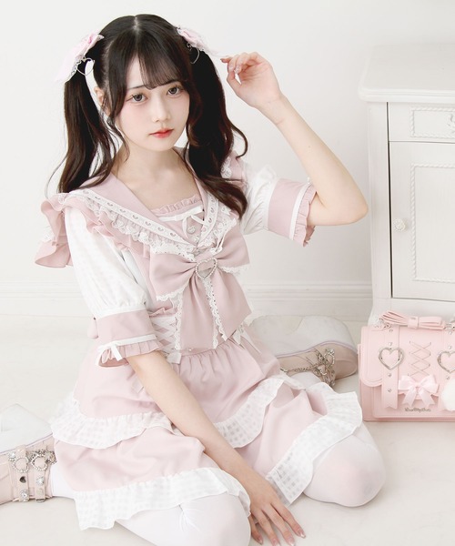 DearMyLove(ディアマイラブ)の「シアーギンガムフリルレースリボンセーラーブラウス(シャツ/ブラウス・レディース・ブラック/ホワイト/ブルーグレー/ベビーピンク・LL/LARGE/3L/MEDIUM)」の13枚目の写真