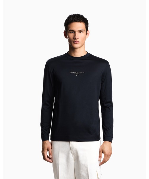 EMPORIO ARMANI(エンポリオアルマーニ)の「【エンポリオ アルマーニ】トップス リヨセル混紡ジャージー 3Dエフェクトロゴ(Tシャツ/カットソー・メンズ・オフホワイト/ブラック/ネイビー/ダークカーキ・X-LARGE/SMALL/MEDIUM/LARGE/X-SMALL/XX-LARGE)」の1枚目の写真