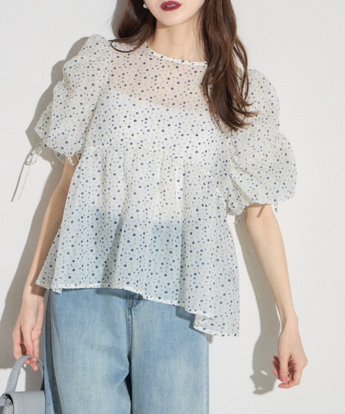ZOZO限定】小花柄デザインドロストスリーブブラウス（シャツ