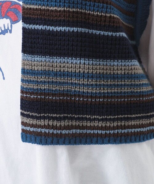 BEAMS BOY（ビームスボーイ）の「【2/5再値下げ】マルチボーダー ベスト（ベスト・レディース・ブラウン/イエロー/ネイビー・ONE SIZE）」の20枚目の写真