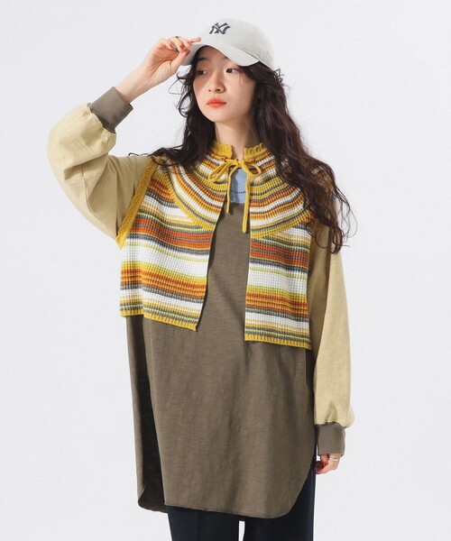 BEAMS BOY（ビームスボーイ）の「【2/5再値下げ】マルチボーダー ベスト（ベスト・レディース・ブラウン/イエロー/ネイビー・ONE SIZE）」の16枚目の写真