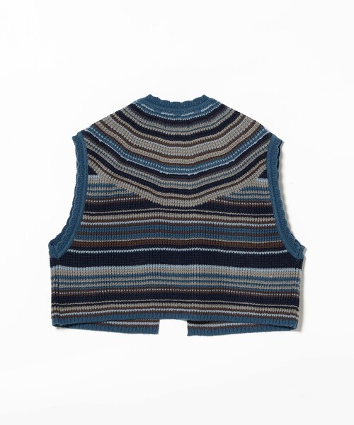 BEAMS BOY（ビームスボーイ）の「【2/5再値下げ】マルチボーダー ベスト（ベスト・レディース・ブラウン/イエロー/ネイビー・ONE SIZE）」の9枚目の写真