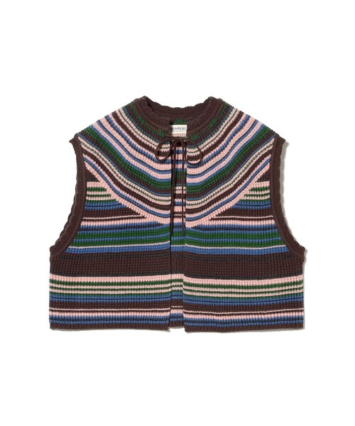 BEAMS BOY（ビームスボーイ）の「【2/5再値下げ】マルチボーダー ベスト（ベスト・レディース・ブラウン/イエロー/ネイビー・ONE SIZE）」の7枚目の写真