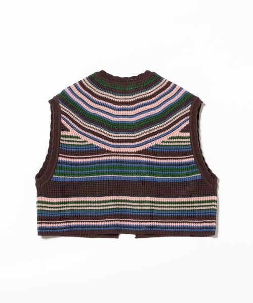 BEAMS BOY（ビームスボーイ）の「【2/5再値下げ】マルチボーダー ベスト（ベスト・レディース・ブラウン/イエロー/ネイビー・ONE SIZE）」の6枚目の写真