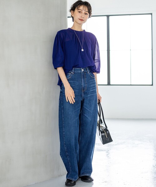 23区(ニジュウサンク)の「【洗える】クリアトリコットジャージー ギャザーフォルム カットソー(Tシャツ/カットソー・レディース・ベージュ系/カーキ系/ブラック系/ブルー系・38)」の9枚目の写真