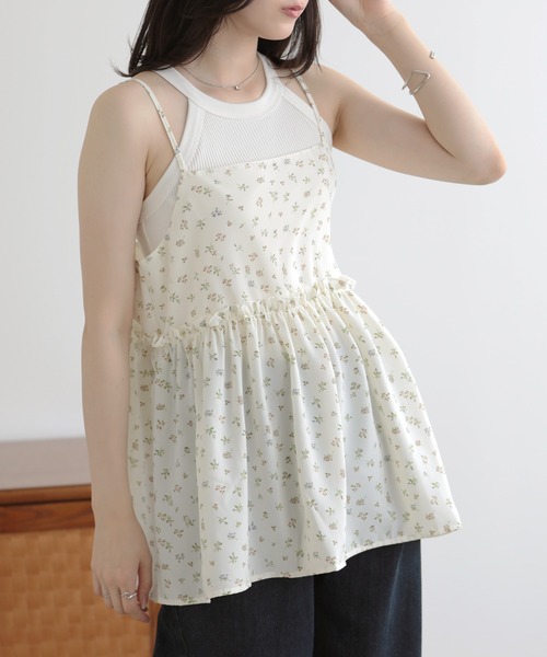 セール】プリントギャザーキャミソール（キャミソール）｜SUNFLOWER