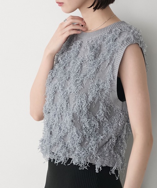 セール】【forksy.】フリンジニットベスト（ベスト）｜forksy