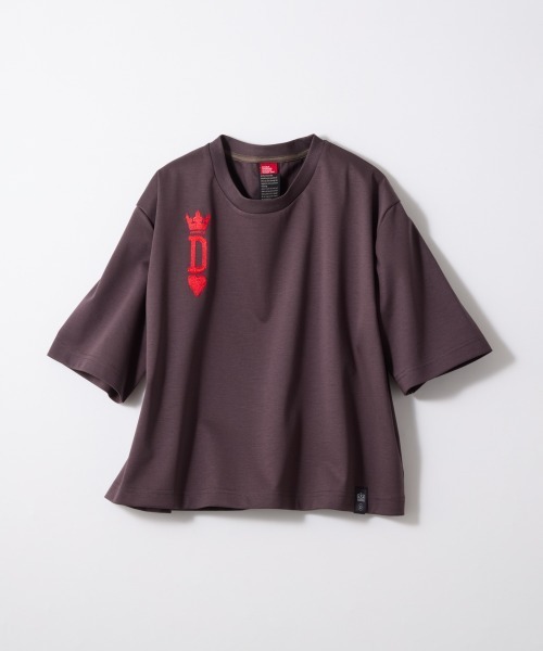 DOUBLE STANDARD CLOTHING(ダブルスタンダードクロージング)の「チェーンステッチTシャツ(Tシャツ/カットソー・レディース・オフホワイト/ブラウン・FREE)」の2枚目の写真