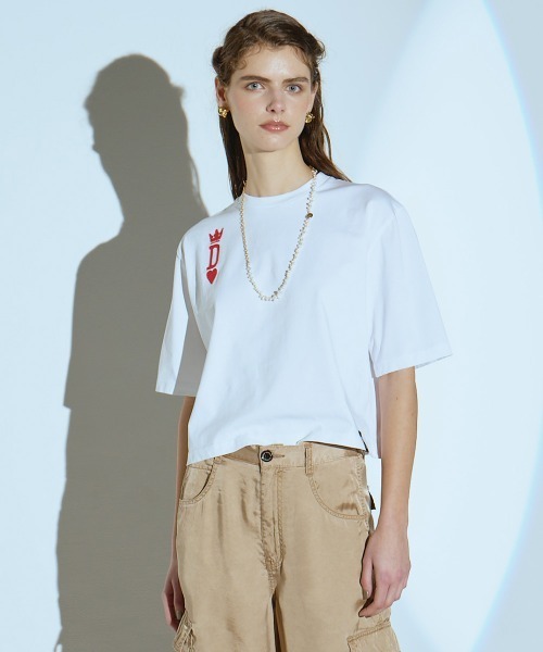 DOUBLE STANDARD CLOTHING（ダブルスタンダードクロージング）の「チェーンステッチTシャツ（Tシャツ/カットソー・レディース・オフホワイト・FREE）」の2枚目の写真