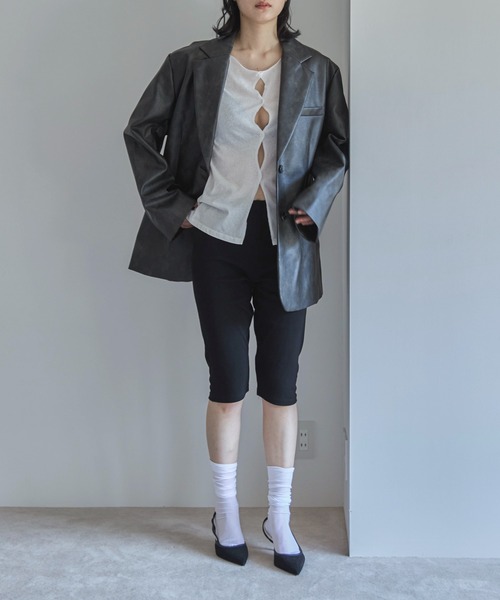 feepur(フェピュール)の「カットリブハーフパンツ(その他パンツ・レディース・ブラック/チャコールグレー・MEDIUM)」の3枚目の写真