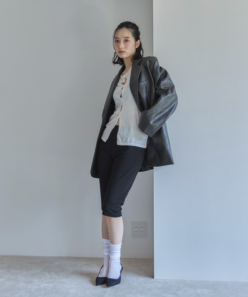 feepur(フェピュール)の「カットリブハーフパンツ(その他パンツ・レディース・ブラック/チャコールグレー・MEDIUM)」の4枚目の写真