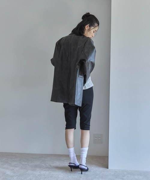 feepur(フェピュール)の「カットリブハーフパンツ(その他パンツ・レディース・ブラック/チャコールグレー・MEDIUM)」の5枚目の写真