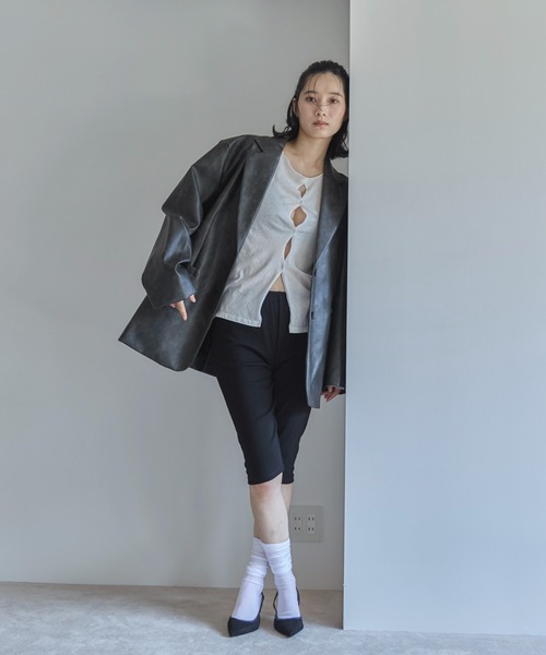 feepur(フェピュール)の「カットリブハーフパンツ(その他パンツ・レディース・ブラック/チャコールグレー・MEDIUM)」の6枚目の写真