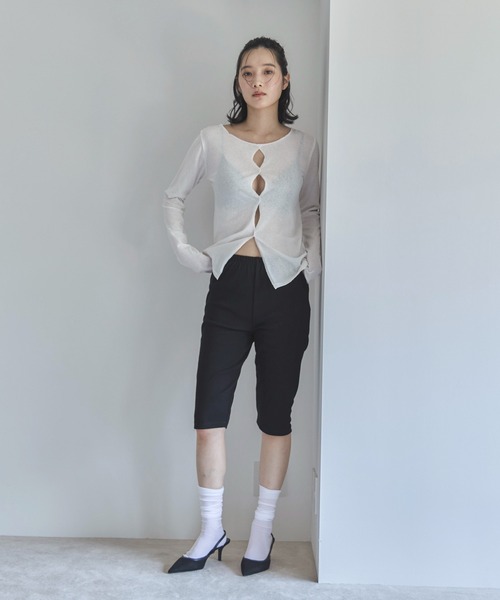 feepur(フェピュール)の「カットリブハーフパンツ(その他パンツ・レディース・ブラック/チャコールグレー・MEDIUM)」の9枚目の写真