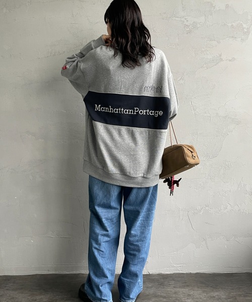 Manhattan Portage（マンハッタンポーテージ）の「[MANHATTAN PORTAGE/マンハッタンポーテージ] 別注 バック切替デザイン クルーネックスウェット（スウェット・レディース・ネイビー/ブラック/グレー・XL/L/M/S）」の4枚目の写真