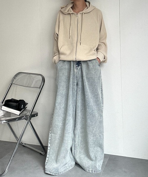CREARE -LINO-(クレアーレリノ)の「〈ユニセックス商品〉ワッフルZIPパーカー(パーカー・メンズ・ベージュ/グレー/ブラック・XL/L/M)」の21枚目の写真