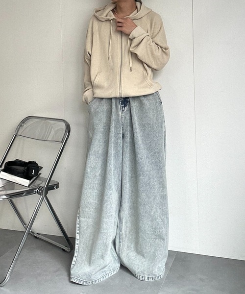 CREARE -LINO-(クレアーレリノ)の「〈ユニセックス商品〉ワッフルZIPパーカー(パーカー・メンズ・ベージュ/グレー/ブラック・XL/L/M)」の22枚目の写真