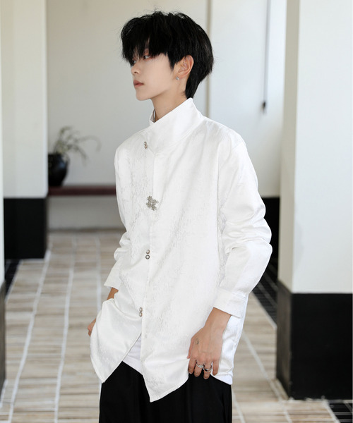 neos(ネオス)の「【neos】ルーズシルエット デザイン ボタン ロングスリーブ チャイナ シャツ(シャツ/ブラウス・メンズ・ブラック/ホワイト・MEDIUM/LARGE/X-LARGE)」の10枚目の写真