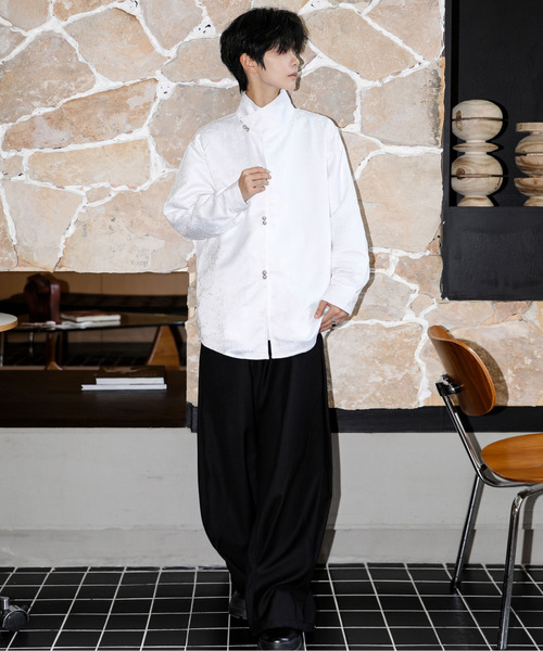 neos(ネオス)の「【neos】ルーズシルエット デザイン ボタン ロングスリーブ チャイナ シャツ(シャツ/ブラウス・メンズ・ブラック/ホワイト・MEDIUM/LARGE/X-LARGE)」の11枚目の写真