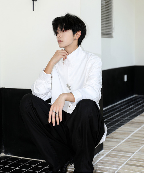 neos(ネオス)の「【neos】ルーズシルエット デザイン ボタン ロングスリーブ チャイナ シャツ(シャツ/ブラウス・メンズ・ブラック/ホワイト・MEDIUM/LARGE/X-LARGE)」の12枚目の写真