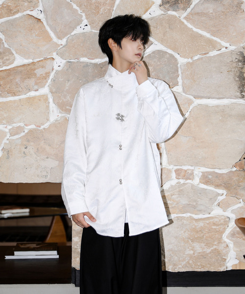 neos(ネオス)の「【neos】ルーズシルエット デザイン ボタン ロングスリーブ チャイナ シャツ(シャツ/ブラウス・メンズ・ブラック/ホワイト・MEDIUM/LARGE/X-LARGE)」の13枚目の写真