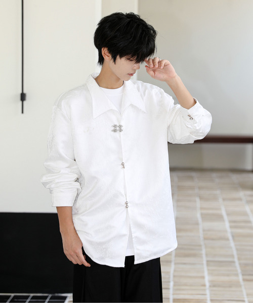 neos(ネオス)の「【neos】ルーズシルエット デザイン ボタン ロングスリーブ チャイナ シャツ(シャツ/ブラウス・メンズ・ブラック/ホワイト・MEDIUM/LARGE/X-LARGE)」の15枚目の写真