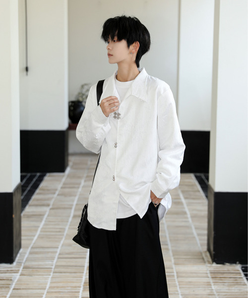 neos(ネオス)の「【neos】ルーズシルエット デザイン ボタン ロングスリーブ チャイナ シャツ(シャツ/ブラウス・メンズ・ブラック/ホワイト・MEDIUM/LARGE/X-LARGE)」の16枚目の写真