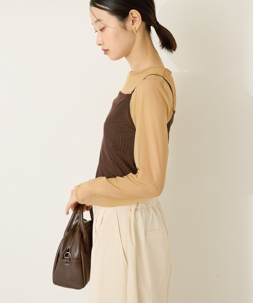 AMERICAN HOLIC(アメリカンホリック)の「【2点セット】チュールキャミレイヤードトップス(Tシャツ/カットソー・レディース・ベージュ/ネイビー・M/L)」の9枚目の写真