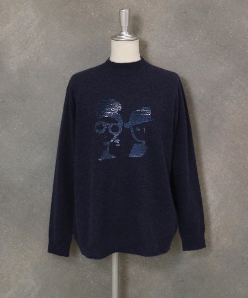 STUDIO PICONE(スタジオピッコーネ)の「アルパカ混スパンコール刺繍ニット(ニット/セーター・レディース・ピンク/ライトブルー/ネイビー/ベージュ・L/M)」の4枚目の写真