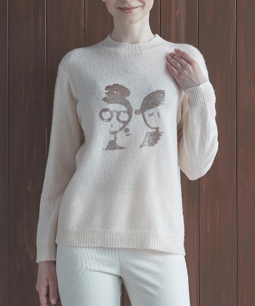 STUDIO PICONE(スタジオピッコーネ)の「アルパカ混スパンコール刺繍ニット(ニット/セーター・レディース・ピンク/ライトブルー/ネイビー/ベージュ・L/M)」の19枚目の写真