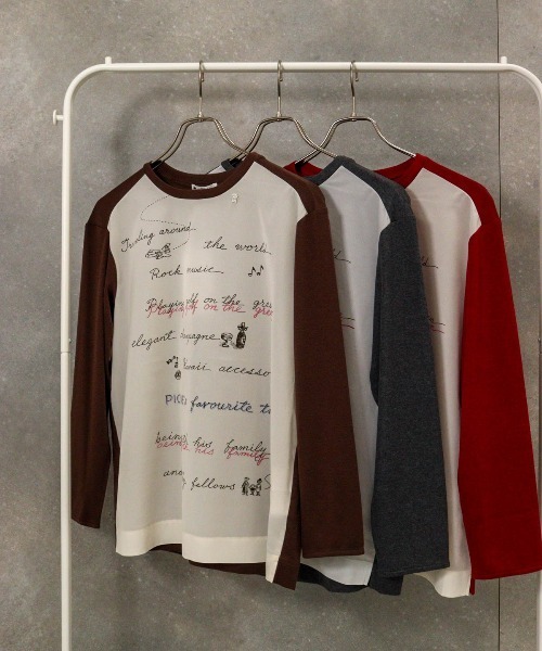 STUDIO PICONE(スタジオピッコーネ)の「シフォン切替ニットソー(Tシャツ/カットソー・レディース・ブラウン/ライトグレー/テラコッタ・LL/L/M)」の13枚目の写真